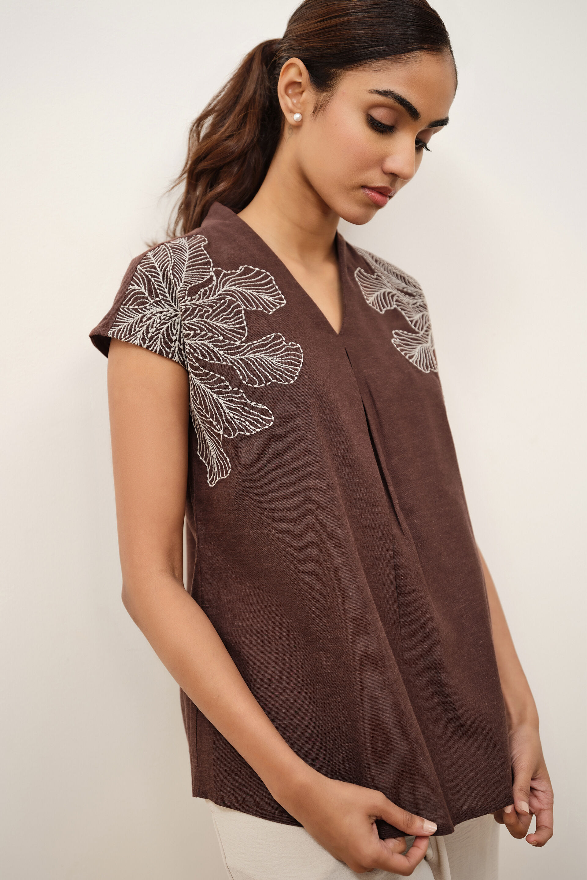 Delmare Brown Top, Brown, image 1